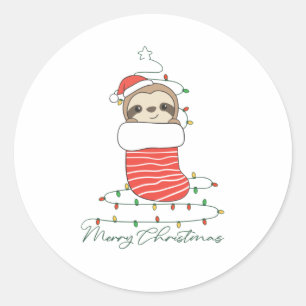 Sloth jul Snö Winter Animals Sloths Runt Klistermärke