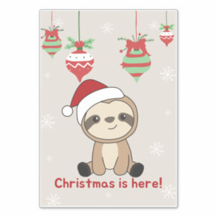 Sloth jul Snö Winter Animals Sloths Sticker Klistermärken