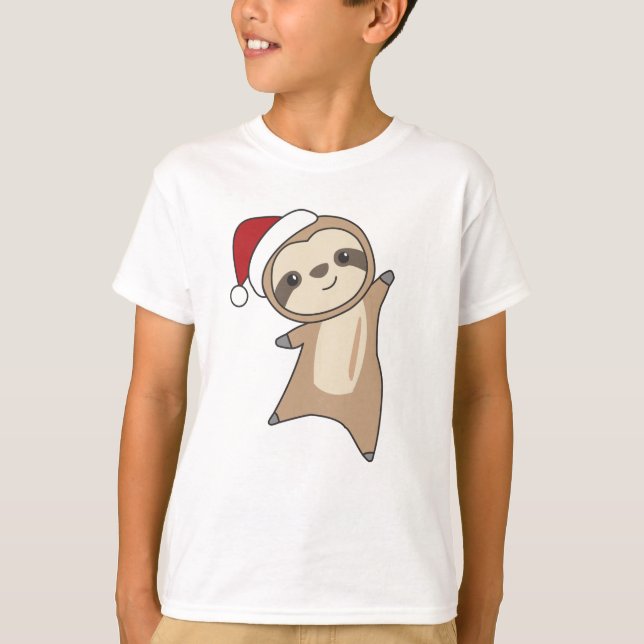 Sloth jul Snö Winter Animals Sloths T Shirt (Framsida)