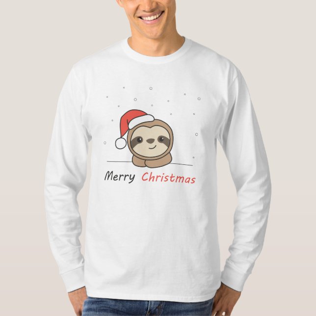 Sloth jul Snö Winter Animals Sloths T Shirt (Framsida)