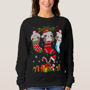 Sloth jul Sock Sloth Santa Hat Ljus Julafton T Shirt