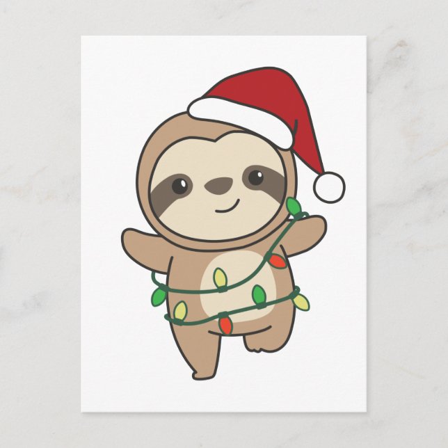 Sloth jul Winter Animals Sloths Helg Vykort (Framsida)