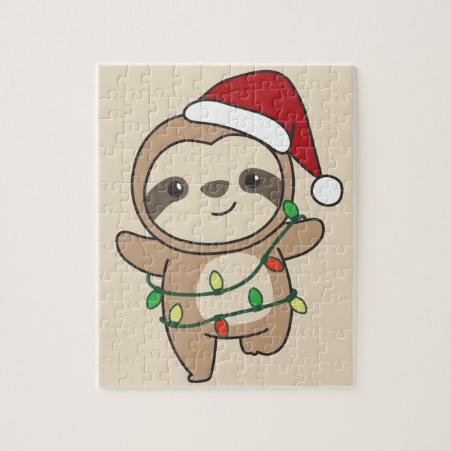 Sloth jul Winter Animals Sloths Jigszl Puzzl Pussel (Vertikal)