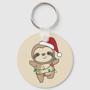 Sloth jul Winter Animals Sloths Keychain Nyckelring