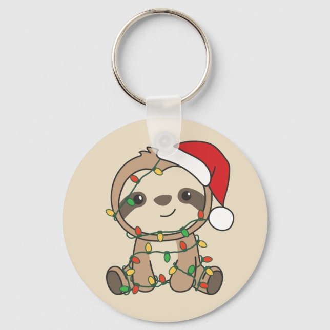 Sloth jul Winter Animals Sloths Keychain Nyckelring (Framsida)