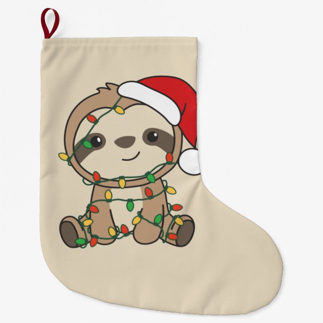 Sloth jul Winter Animals Sloths Large Kristus Stor Julstrumpa (Framsidan)