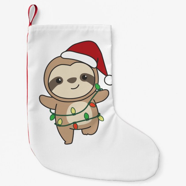 Sloth jul Winter Animals Sloths Liten Julstrumpa (Framsidan)