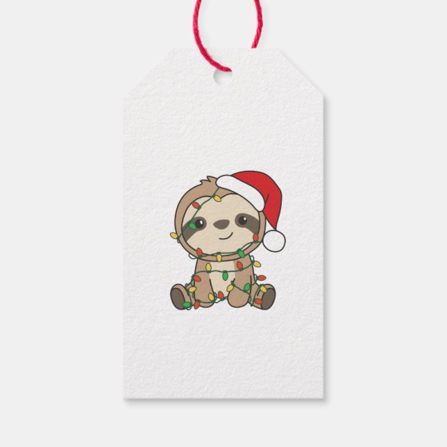 Sloth jul Winter Animals Sloths Presentetikett (Baksidan)
