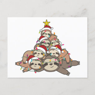 Sloth Julgran Funny Animal jul Postca Vykort