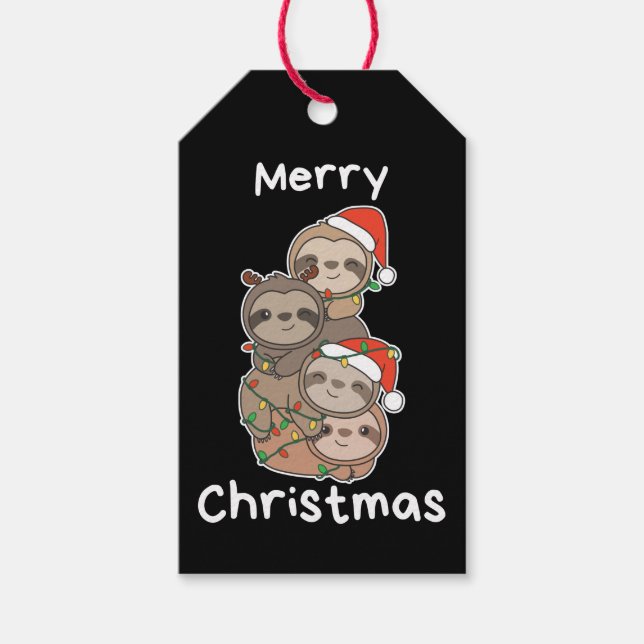 Sloth Julgran jul Animals Sloths Gift Presentetikett (Framsidan)