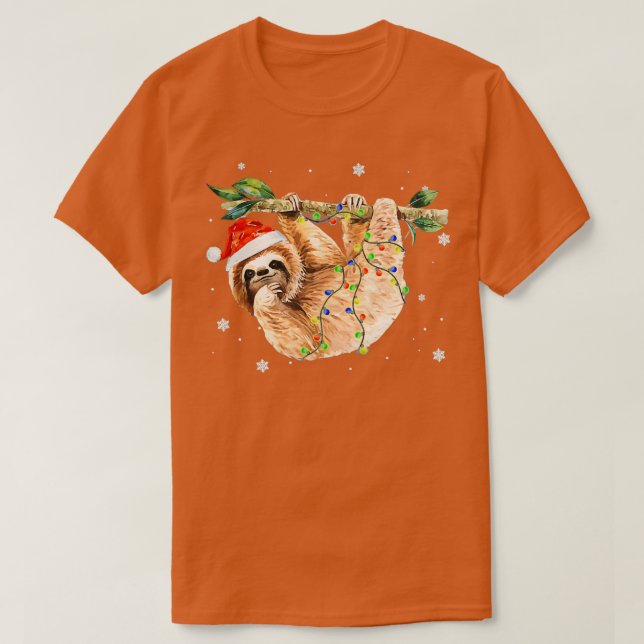 Sloth Julgran Ljus Santa Hat 1 T Shirt (Design framsida)