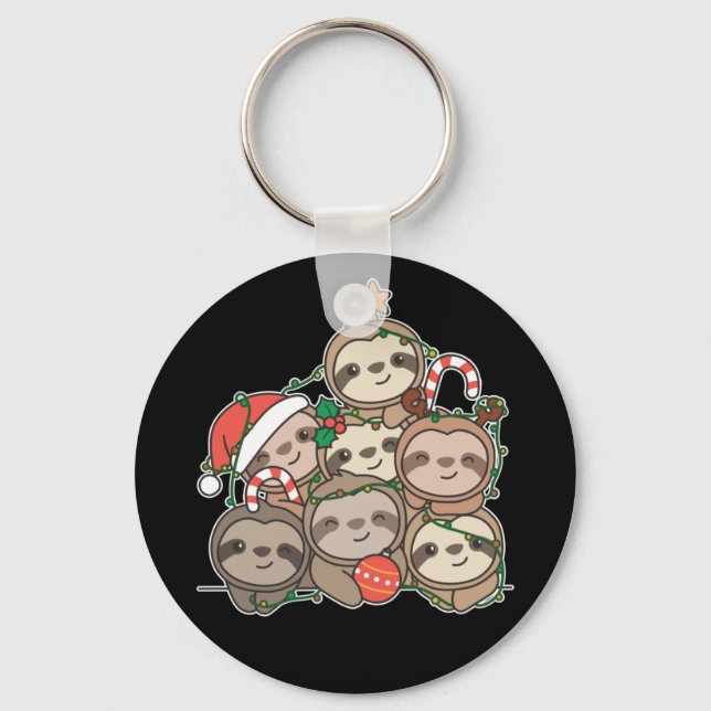 Sloth Julgran, roligt, julklangare Nyckelring (Framsida)