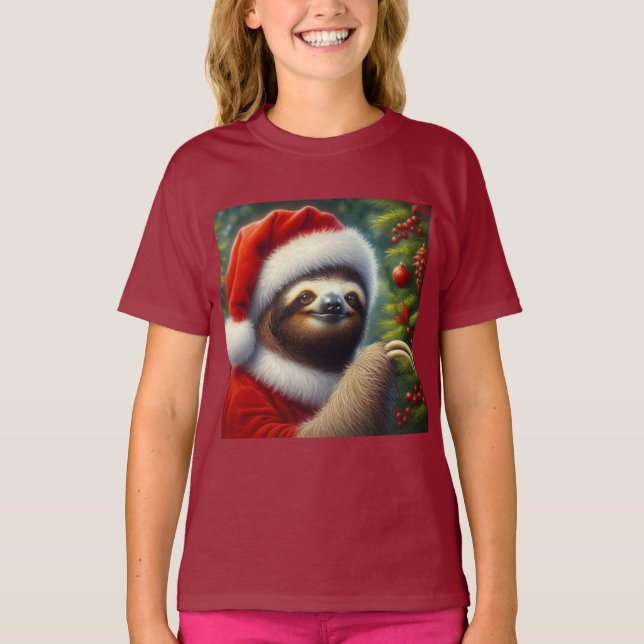 Sloth Jultomten T Shirt (Framsida)
