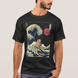 Sloth Kanagawa Japanese Surfing Wave T Shirt
