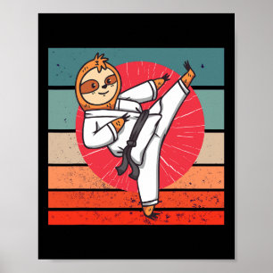 Sloth Karate Black Bälte Sloth Älskare japansk spo Poster