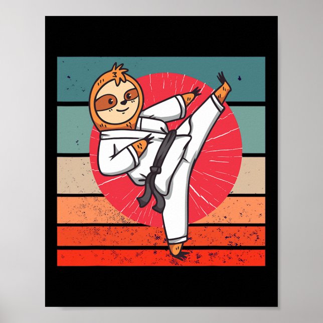 Sloth Karate Black Bälte Sloth Älskare japansk spo Poster (Framsidan)