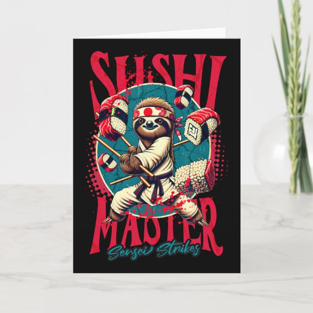 Sloth Karate Sushi Master Kort (Framsida)