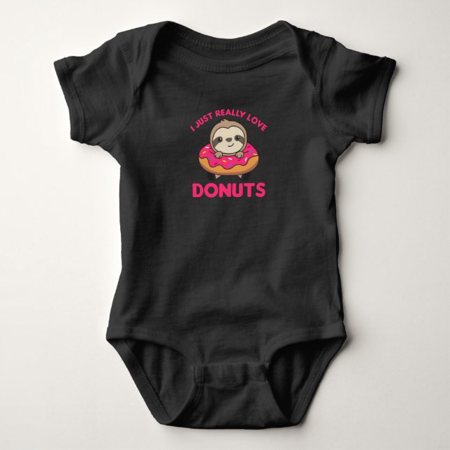 Sloth Kärlek Donuts. Slots är Rosa T Shirt (Framsida)