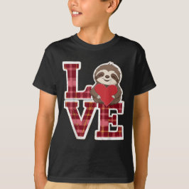 Sloth Kärlek Holding Heart Valentines day T Shirt