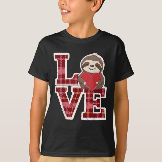 Sloth Kärlek Holding Heart Valentines day T Shirt (Framsida)