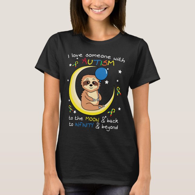 Sloth Kärlek någon med Puzzle Coola Autism Awarene T Shirt (Framsida)