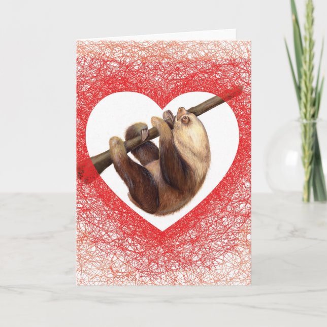 Sloth Kärlek Valentine Day Card Helgkort (Framsida)