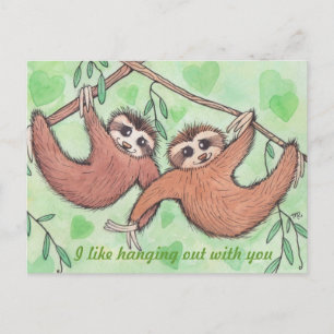 Sloth Kärlek Valentine Helg Vykort