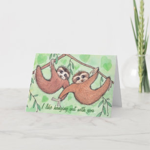 Sloth Kärlek Valentine Helgkort