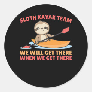 Sloth Kayak Team Paddling Funny Sloths Runt Klistermärke