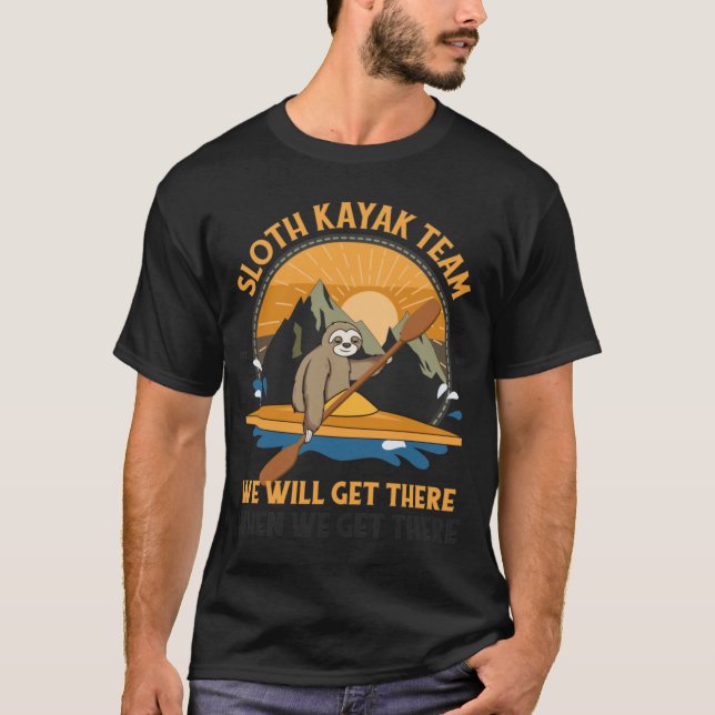 Sloth Kayaking retro retro T Shirt (Framsida)