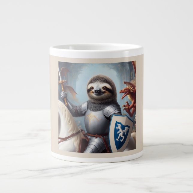 Sloth Knight Fighting Dragons Jumbo Mugg (Framsidan)