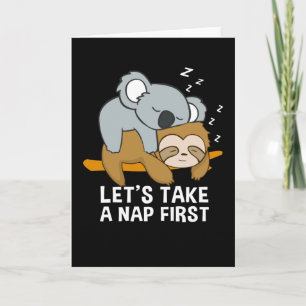 Sloth Koala Sleeping sent Riser Cute Kort
