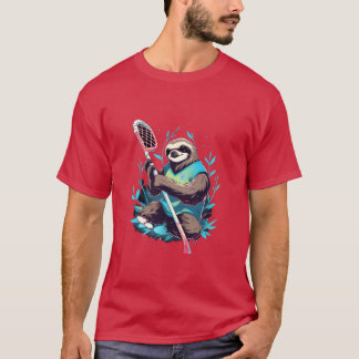 Sloth Lacrosse Player La Stick Sports boy family T Shirt