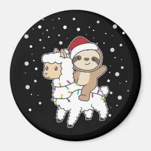 Sloth Lama jul Snö Vinter Animals Magnet