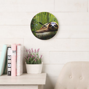 Sloth Lazy Aeftermiddag, Wall Trasa Stor Klocka