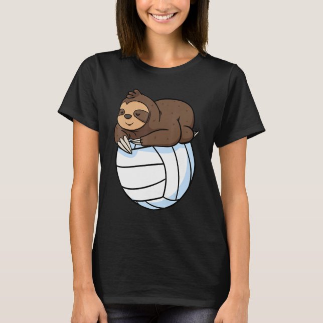 Sloth Lazy Animal Volleyball Sport Vild Träd T Shirt (Framsida)