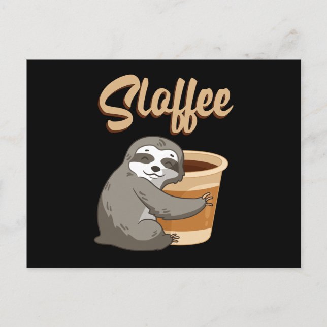Sloth Lazy Sloths Sloffee Sleeping Funny Gift Idea Vykort (Framsida)
