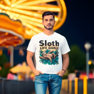 Sloth Life Goals - Långsamt meme T-Shirt