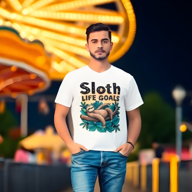 Sloth Life Goals - Långsamt meme T-Shirt (Sloth Life T-Shirt )