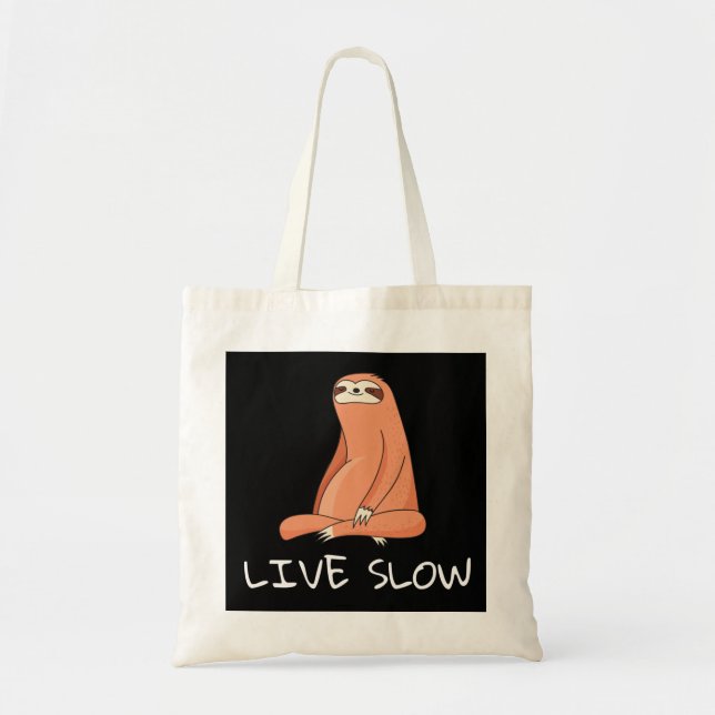 Sloth Live Slow Tote Bag Tygkasse (Framsidan)