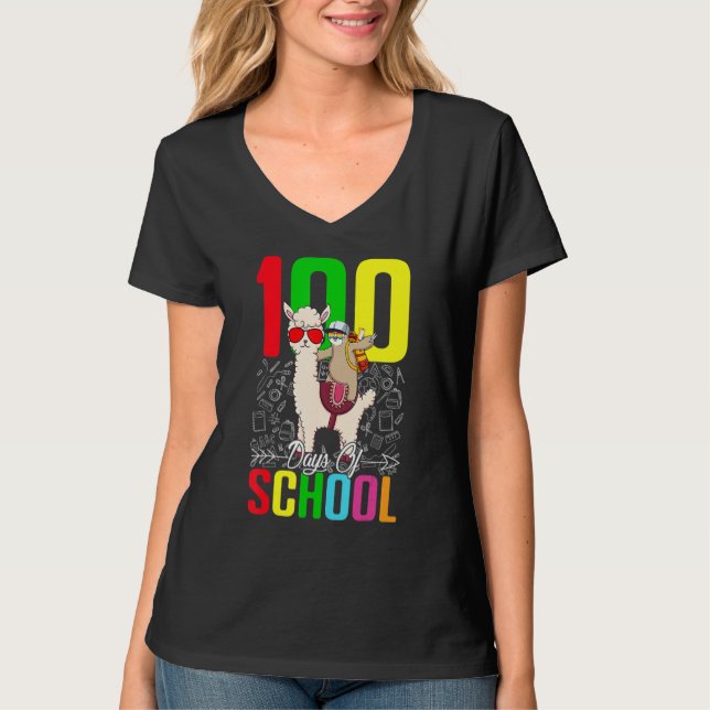 Sloth Llama 100 Day Of School For Teacher Student  T Shirt (Framsida)