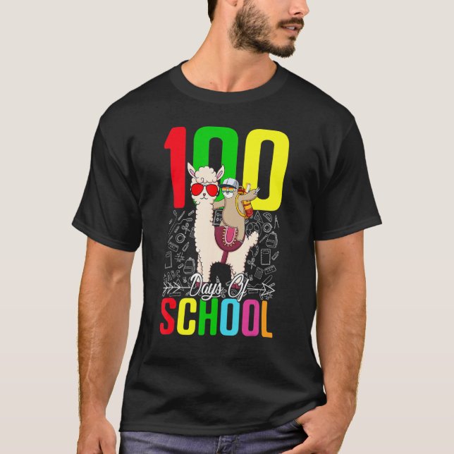 Sloth Llama 100 Day Of School For Teacher Student  T Shirt (Framsida)