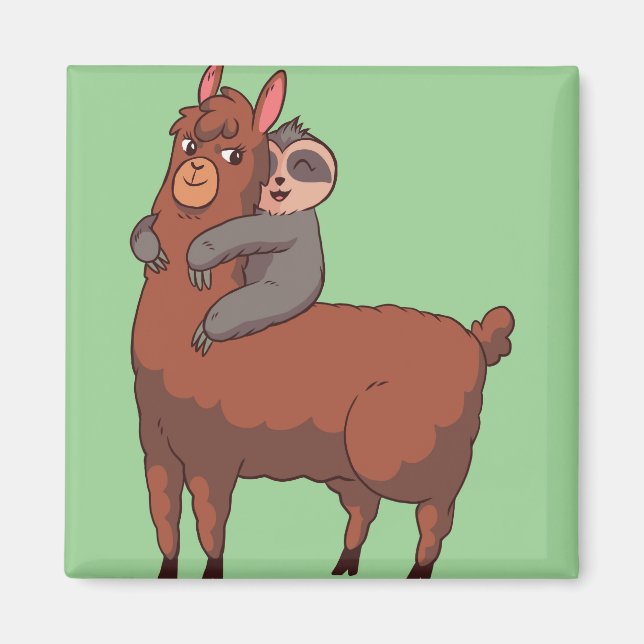 Sloth Llama Hugger Magnet (Framsidan)