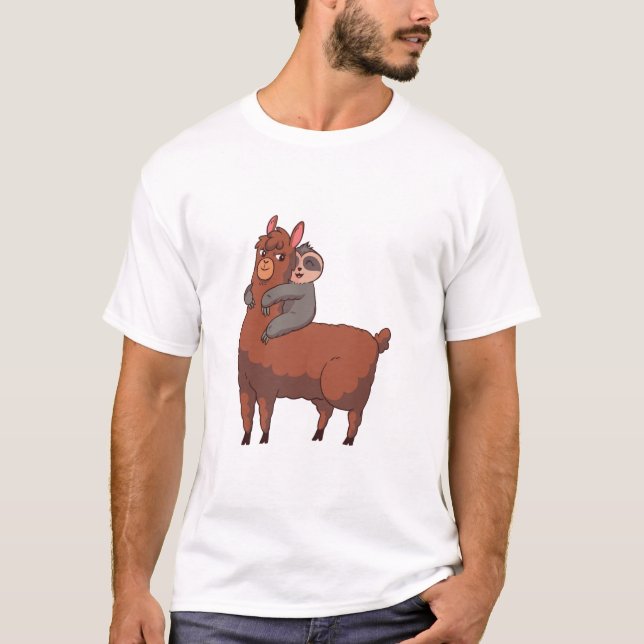 Sloth Llama Hugger T Shirt (Framsida)