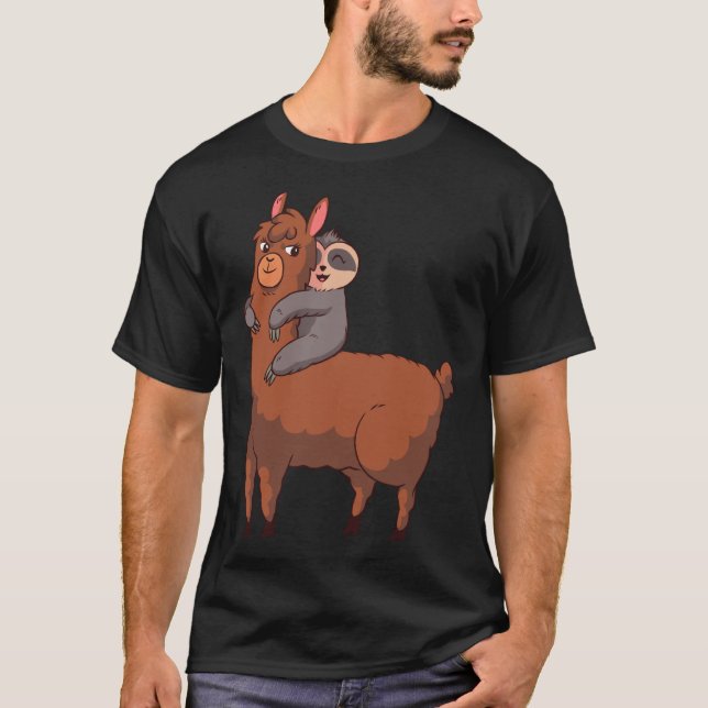 Sloth Llama Hugger T Shirt (Framsida)