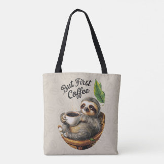 Sloth Loving Coffee Tote Tygkasse