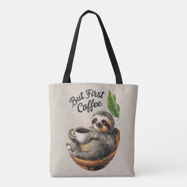 Sloth Loving Coffee Tote Tygkasse (Baksida)