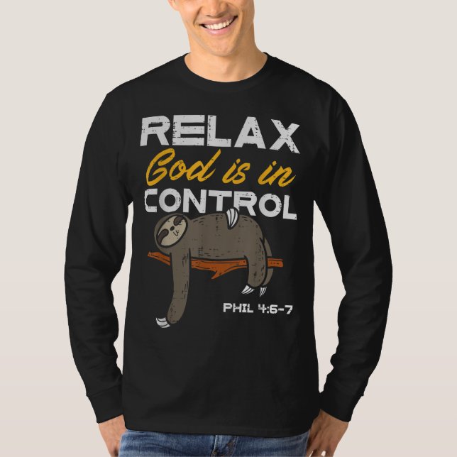Sloth Luth Gud är i kontroll över Jesus Christian  T Shirt (Framsida)