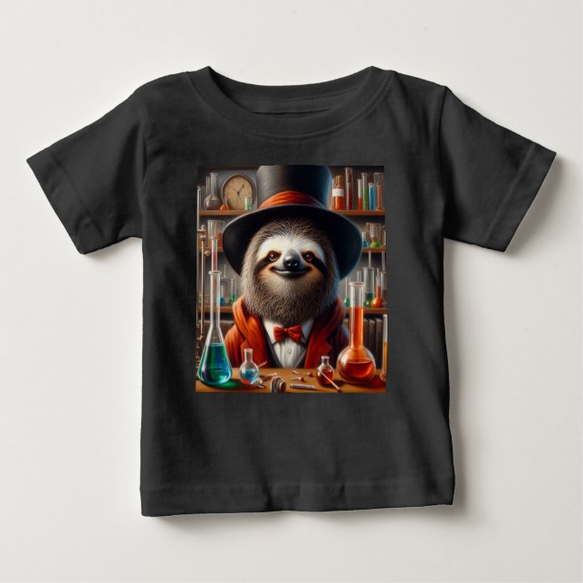 Sloth Mad Scientist T Shirt (Framsida)