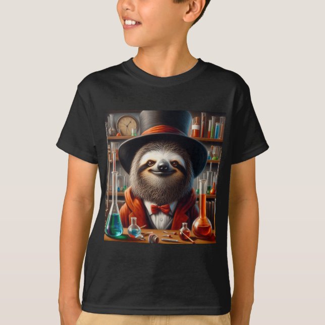 Sloth Mad Scientist T Shirt (Framsida)